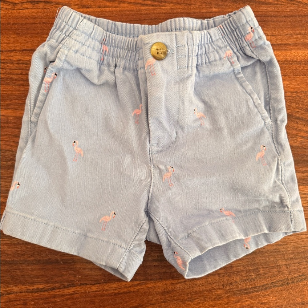 Janie and Jack Light Blue Flamingo Kids Shorts